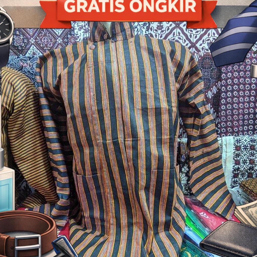 Baju Surjan Lurik Bahan Halus Pakaian Adat Jawa Tradisional