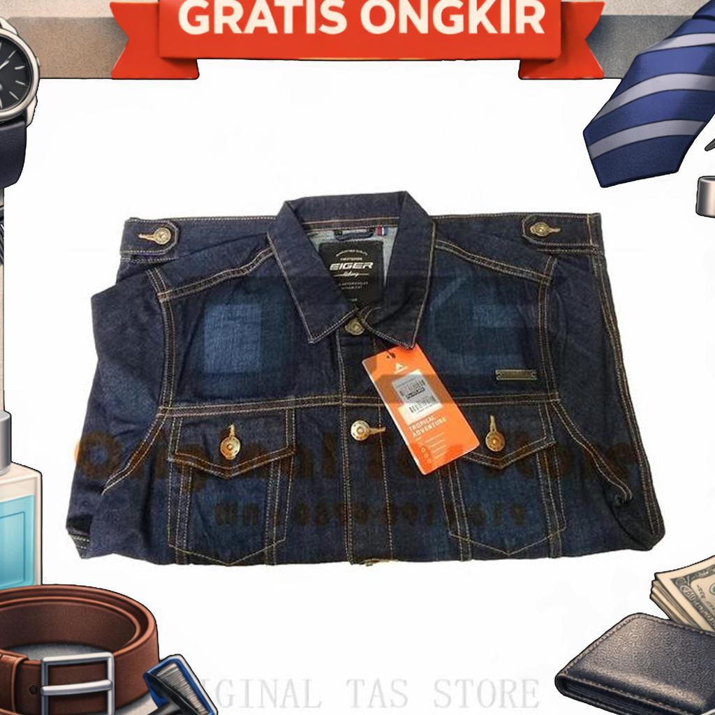 Jaket Motor Pria Eiger Riding Slash Jacket J549 Denim Original - Blue