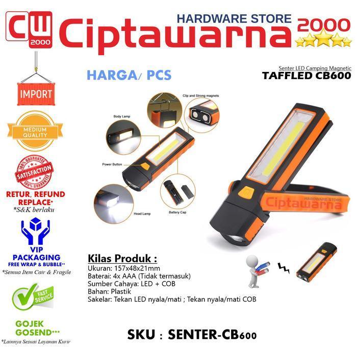 TaffLED CB600 Senter LED Camping Senter Patroli Senter Magnetik