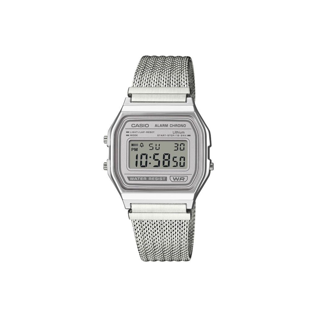 Jam Tangan Digital Unisex Tali Jala Silver - Model Klasik Pria Wanita