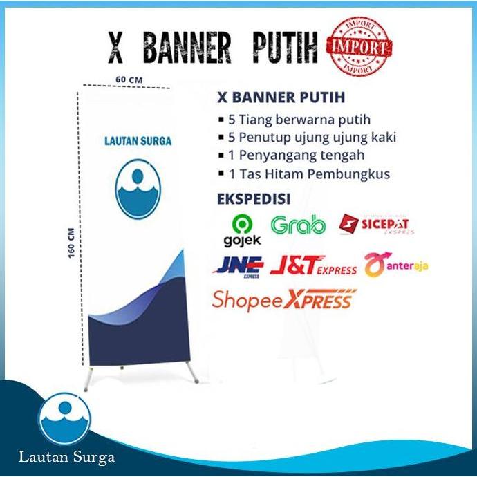 Kirimcoyy- X Banner Spanduk Stand X Banner 160X60 Cm Standing Banner Stand Banner