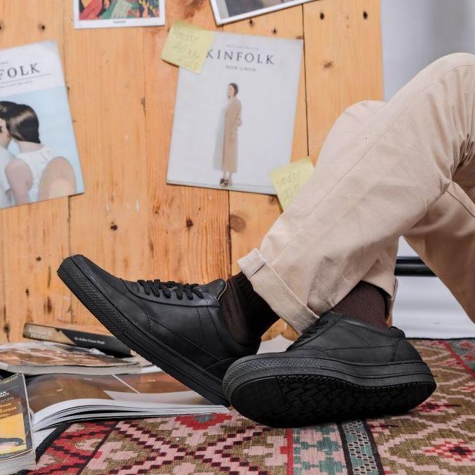 Kakikaki- Otiv Athen Black - Sepatu Sneakers Kulit Asli Pria