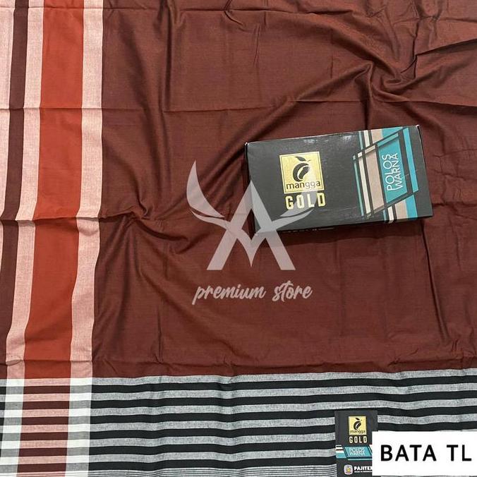 Otwkirim- Mangga Gold Sarung Tenun Motif Polos Warna Hitam & Tepi Lebar Kain Dewasa Santri Muslim Ra