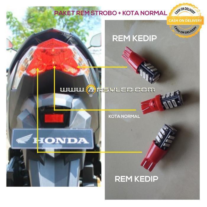Paket Lampu led motor rem honda vario 125 150 kedip strobo terang