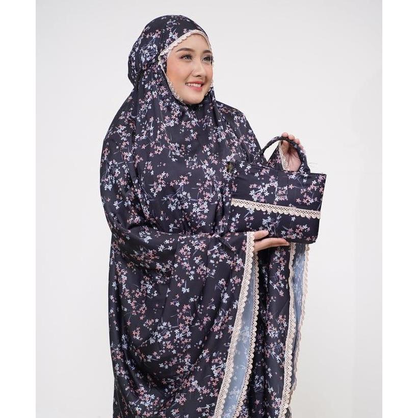 UWAY- Mukena 2in1 Satin Silk Motif Bunga - Mukena Renda dewasa- Mukena Dewasa