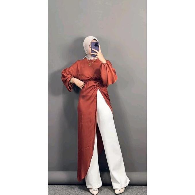 LOVA TUNIK / TUNIK POLOS / TUNIK KEKINIAN Muslim Panjang Putih