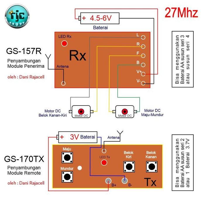 Lansungkirim- Module Pcb Mainan Rc Remot Kontrol Universal 27Mhz 4Ch Gs-170Tx Gs157R