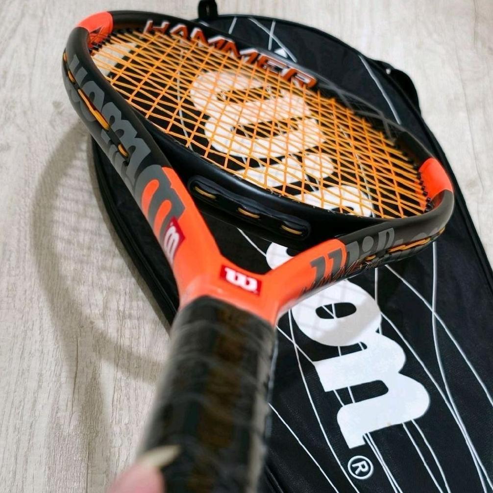 Raket Tenis Wilson Hyper Hammer H Tour Carbon Senar Oren Siap Pakai Free Tas Grip