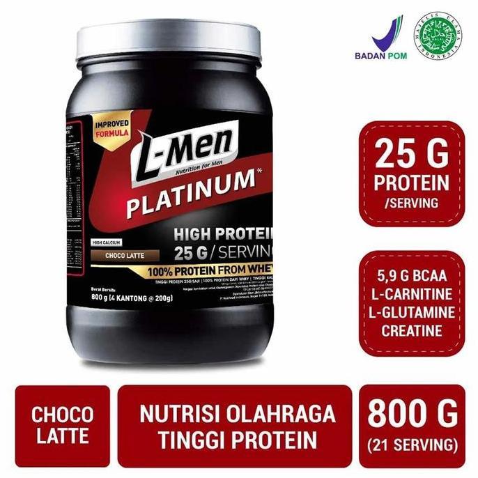 Cod,Bisa- L-Men Lmen Platinum Whey Protein 800 Gram 21 Serving - Suplemen Fitness Whey Concentrate W