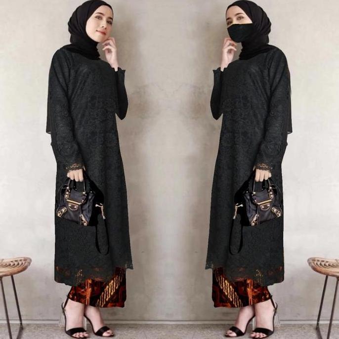 PROMO ATASAN KEBAYA TUNIK LONG KEBAYA BRUKAT WARNA HITAM