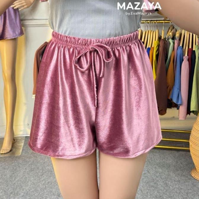 Pastikirim- Bludru Celana Pendek Korea Wanita Santai Hotpants - Polos Jumbo