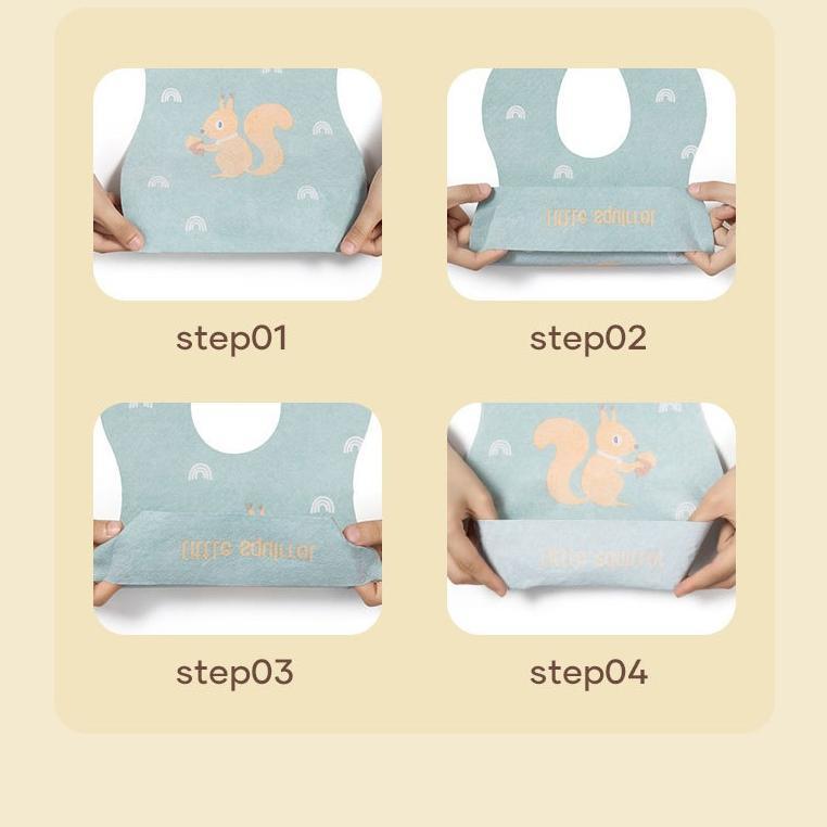 big promo 6 pcs disposable baby bib / celemek bayi waterproof lucu pr0278