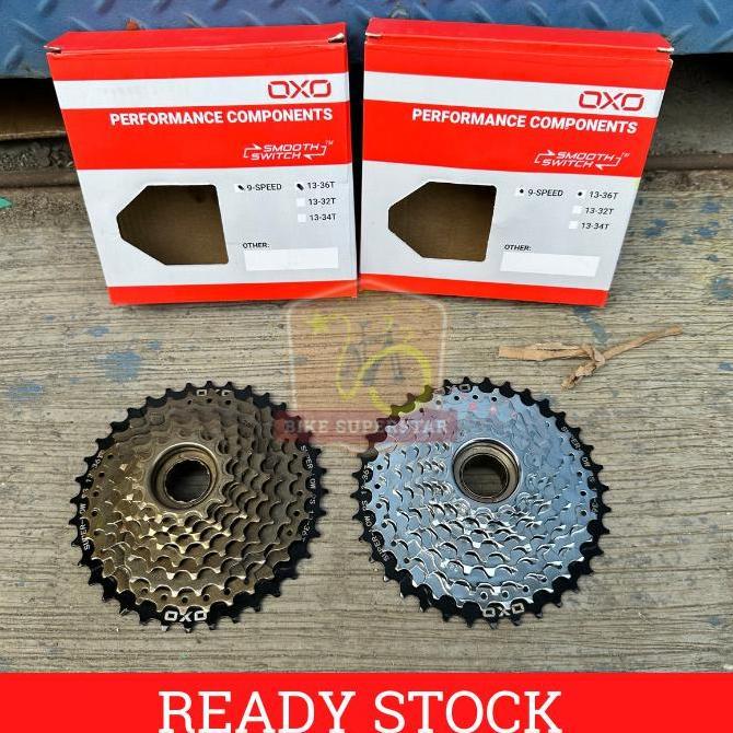 Freewheel Sprocket Gir Gear Megarange Susun Belakang OXO 9 Speed 13-36T Drat Ulir Sepeda Gunung MTB