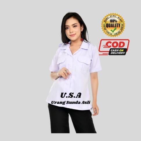 ORIGINAL BAJU KEMEJA PUTIH WANITA DEWASA LENGAN PENDEK / KEMEJA WANITA PUTIH /PDH /ASN/PEMDA