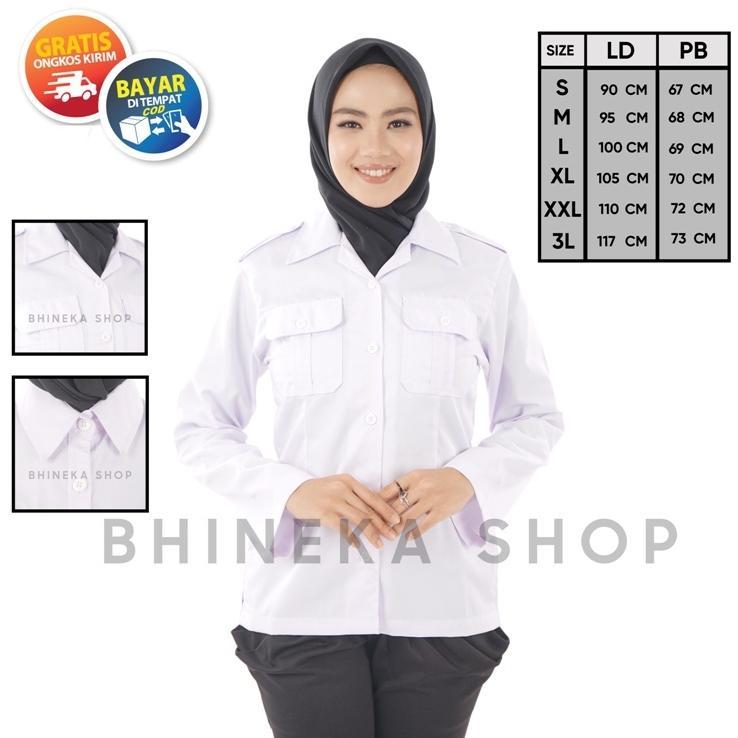BEST SELLER KEMEJA PUTIH PDH WANITA BAJU DINAS PUTIH WANITA SERAGAM PUTIH PDH WANITA