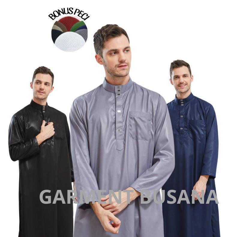 ORIGINAL GAMIS JUBAH POLOS PRIA LENGAN PANJANG PAKAIAN MUSLIM LAKI-LAKI TERBARU JUBAH DUBAI ELEGANT 