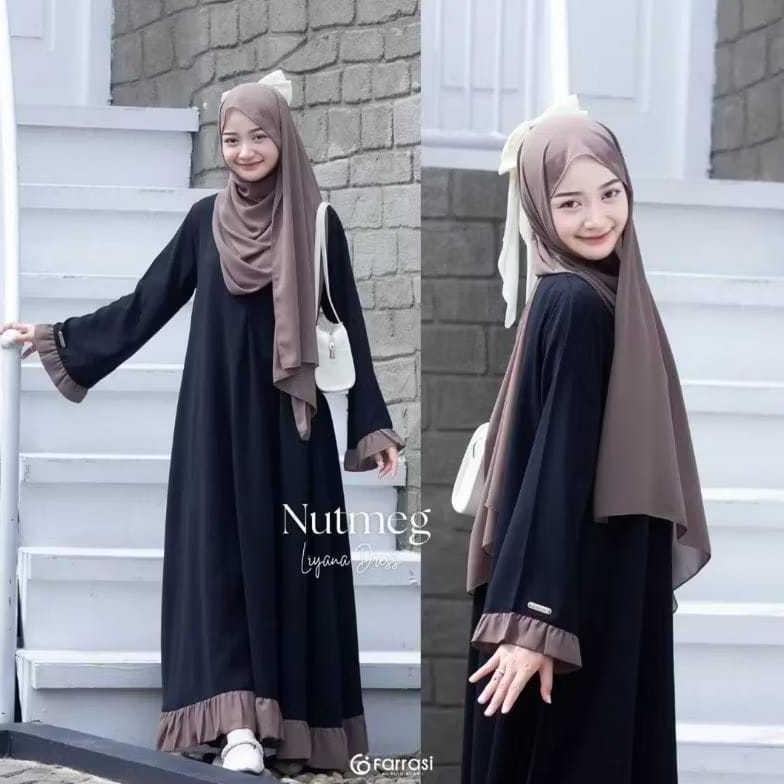 BEST SELLER GAMIS ABAYA HITAM ANAK PEREMPUAN 11 SAMPAI 17 TAHUN LIYANA SYAR'I SET PASHMINA BAHAN CER