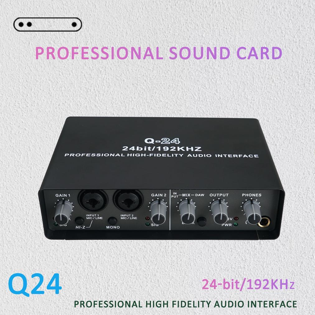 Q24 Mikrofon Profesional Kartu Suara Eksternal Komputer USB Rekaman Gratis Studio Mikrofon Live Reco
