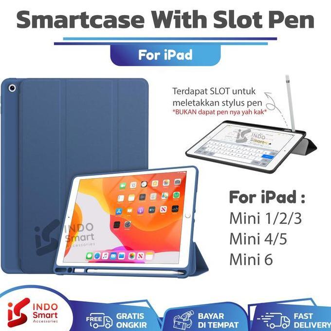 iPad Mini 1 2 3 4 5 6 Smart Case With Slot Pen Flip Book Cover Case