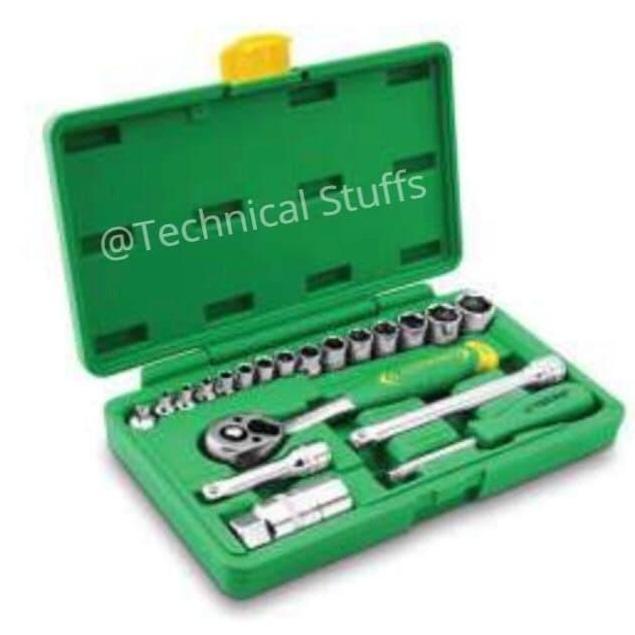 KUNCI SOK SET TEKIRO 21 PCS / SOCKET WRENCH 1/4" - 3/8" TEKIRO 21PCS