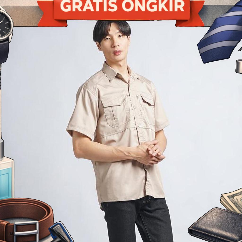 Eliter Workwear - Baju Tactical Warna Cream Pdh Lengan Pendek Seragam Kerja Pdl Lapangan Hem Atasan 