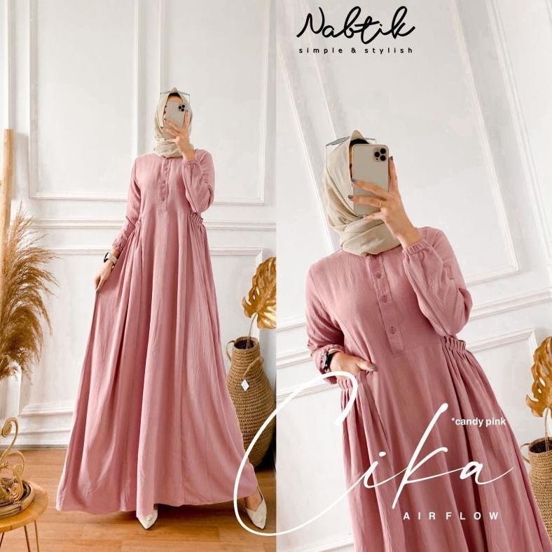 Best Sale Gamis Cika/ Gamis Cika Nabtik/Gamis Polos/ Gamis Putih Polos/Gamis Kringkle Air Flow/Gamis