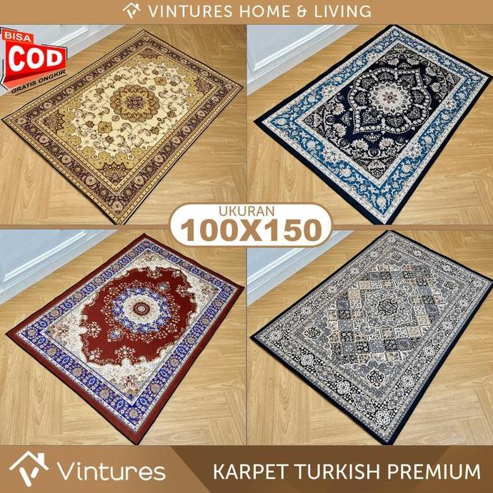 [150 x 100 CM] Karpet Lantai Turki Premium / Karpet Permadani / Karpet Poliester / Karpet Vintures