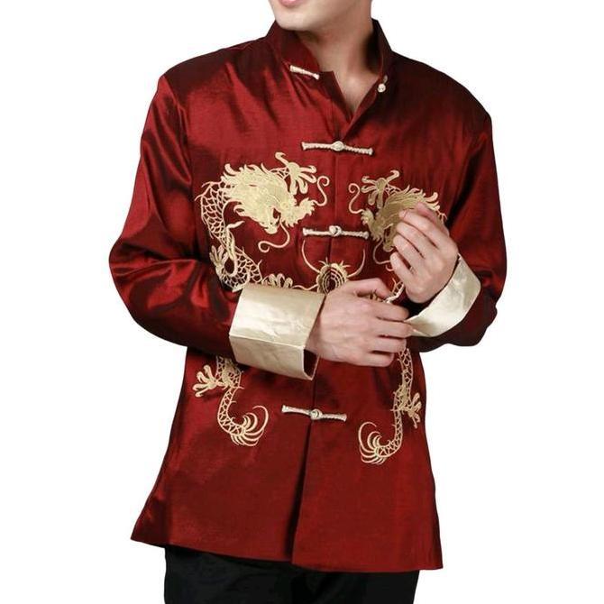 CNY SALE Atasan Cheongsam Pria Tang Suit Furing Bordir