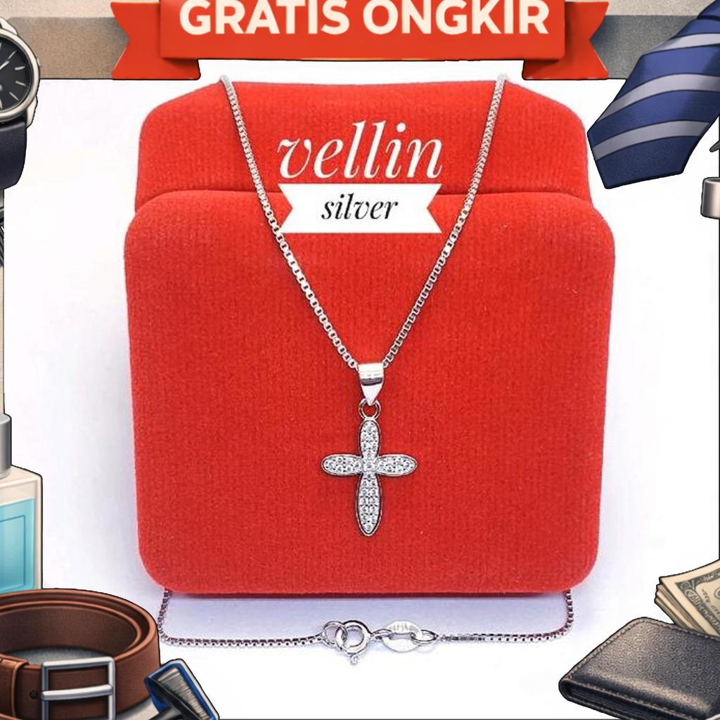 Kalung Perak Liontin Salib Silver 925 Asli - Kalung Salib Perak 925