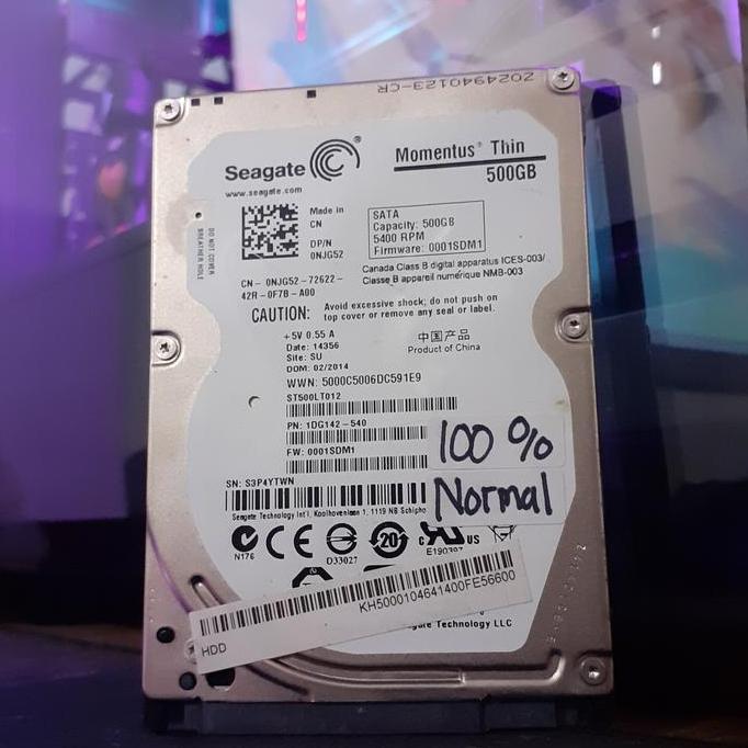 HDD Hardisk 500GB Seagate Momentus Thin Tipis Original Bekas