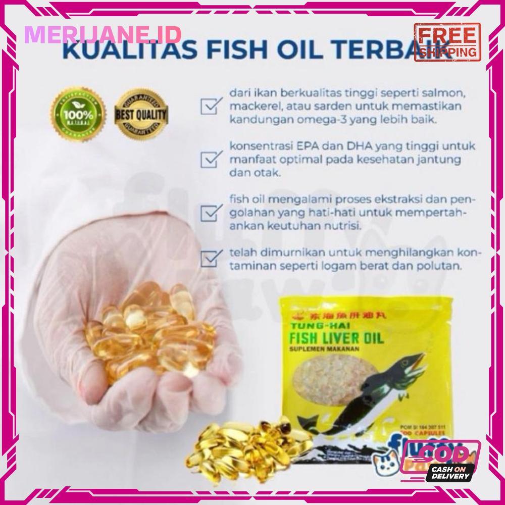 Cuci Gudang Tung Hai Fish Liver Oil isi 500 Capsules (kemasan pabrik asli)  | Vitamin & Suplemen Min