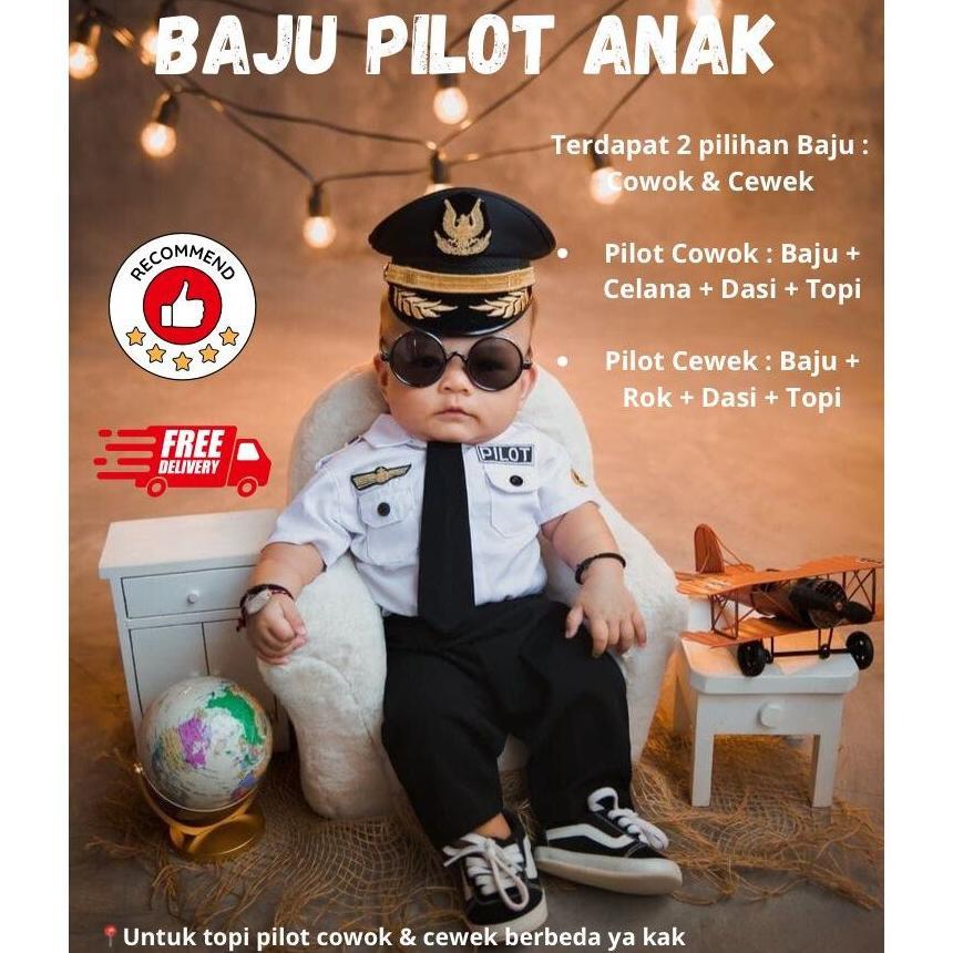 Gratong Baju Profsi Pilot Anak | Kostum Karnaval Pilot Free Topi | Seragam Pilot