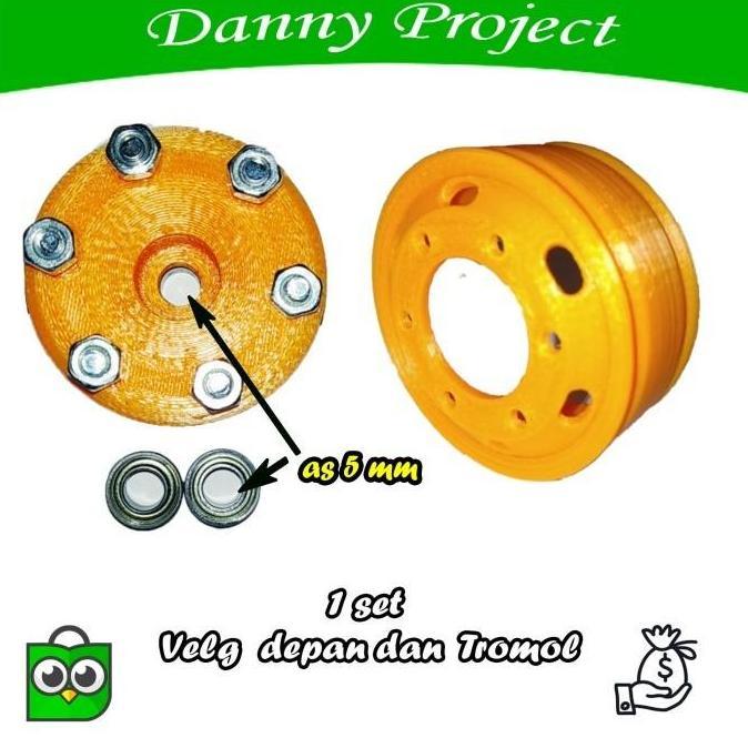 Thebest- Velg dan Tromol Depan Miniatur Truk Bus Tronton 1 Set Skala 1: 14