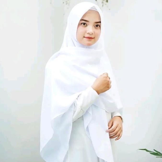 Thebest- SegiEmpat jumbo putih | voal jumbo putih| segiEmpat 130x130 Katun  Kerudung  Muslim  Jilbab
