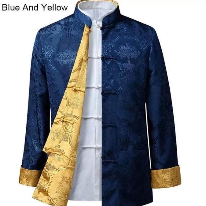 Baju Cina Pria Baju Cheongsam Bolak Balik Lengan Panjang Pria