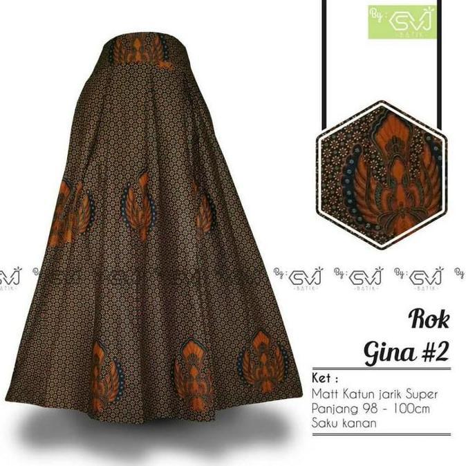 Rok Batik Panjang Payung Klok Premium Klasik Hitam Putih Sogan Jumbo
