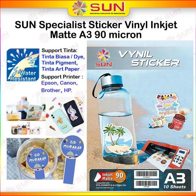 Kertas Stiker SUN Specialist Sticker Vinyl Inkjet Matte A3