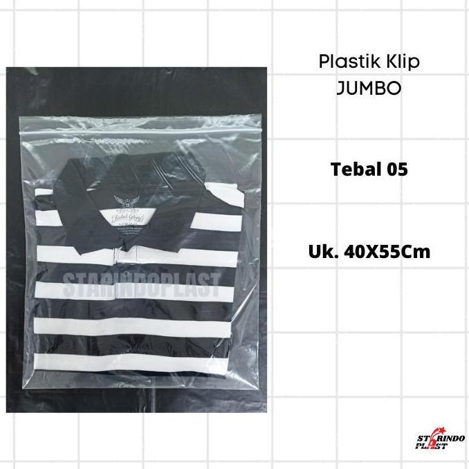 Thebest- Plastik Klip Jumbo uk 40x55 cm Ziplock Bening Besar Tebal 0.5