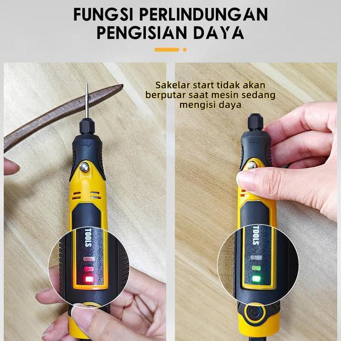 2026 & Gajian Sale Soarfly Mini Grinder Mini Gerinda Mini Bor Set 57Pcs 3 Gigipenyesuaian 16000R/Mnt