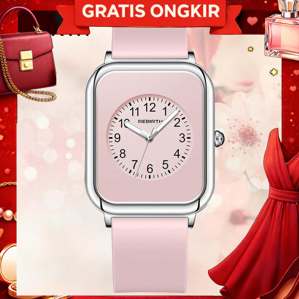 003Harga Telah Diganti, Cepat BeliRebirth Jam Tangan Wanita Santai Mode Tali Silikon Display Kuarsa 
