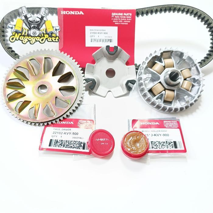 Paket Cvt Van Belt + Rumah Roller Assy Set + Kipas Roller Beat Karbu Scoopy Karbu Spacy Karbu Kvy Mo