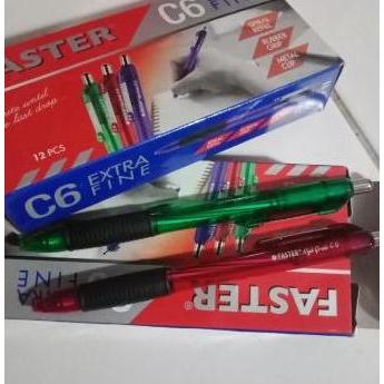 Whox- Pulpen       Faster C6   Tinta Hitam Berkualitas Merah Stationery