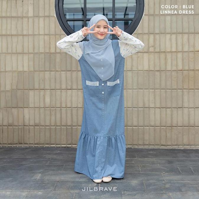 JILBRAVE Linnea Dress Dress Cotton Muslimah Basic Daily Wear Motif Bunga Casual