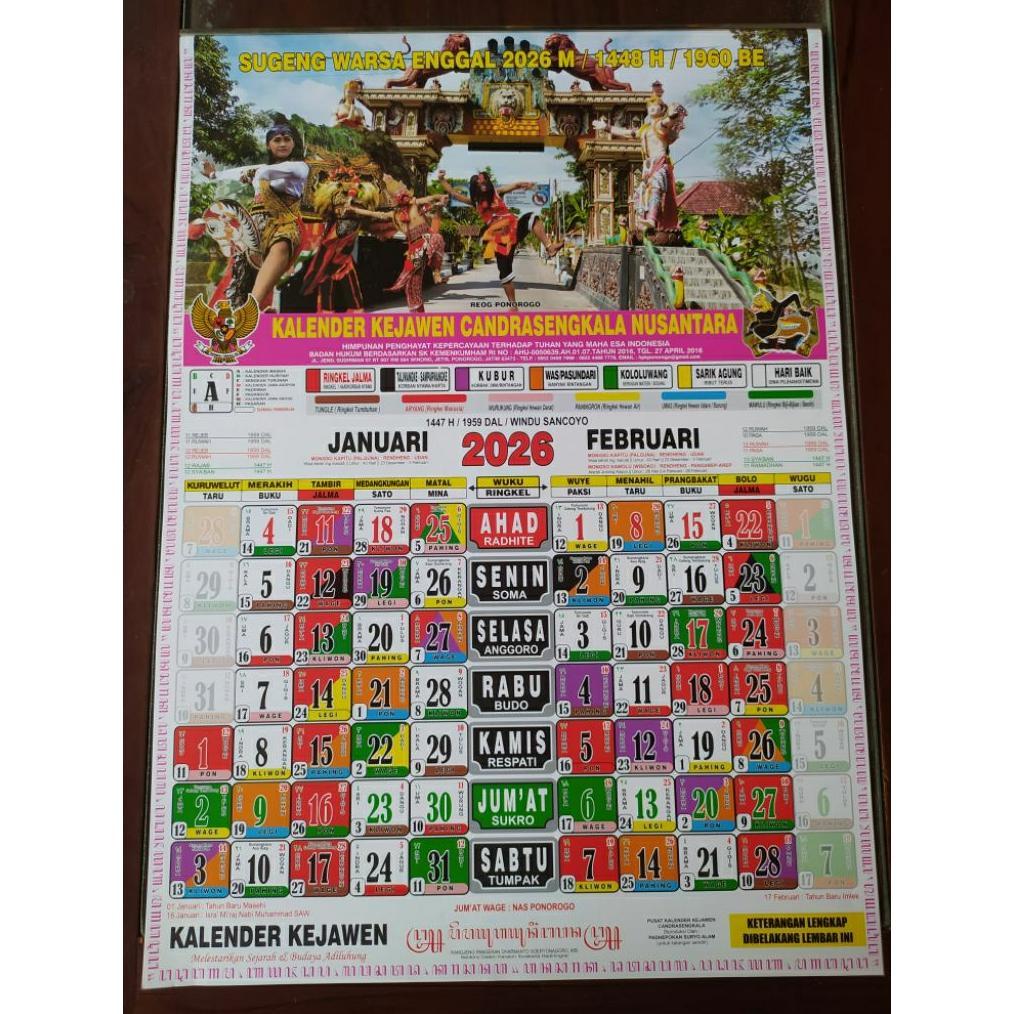 READY GROSIR Kalender 2026 - Kalender Jawa Kejawen Candrasengkala Nusantara 2026
