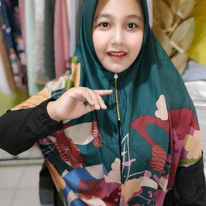 Terpopuler- Ziper Jumbo Motif/Segi4 Syari Motif Resleting/Hijab Segi 4 Jilbab Instan Square Mewah