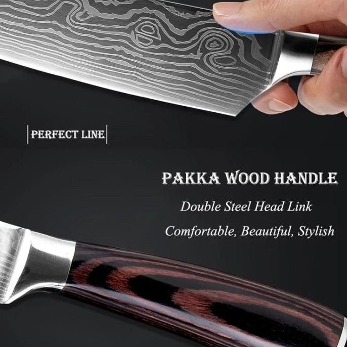 Lansungkirim- Xituo Pisau Dapur Set Chef Damascus Pattern Pisau Daging