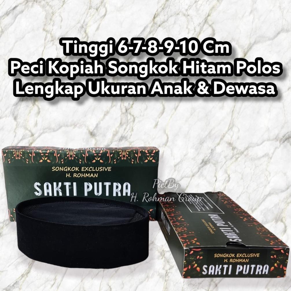 Peci Hitam Polos Anak Dewasa Pendek Tinggi 6 7 8 9 10 Motif Ac