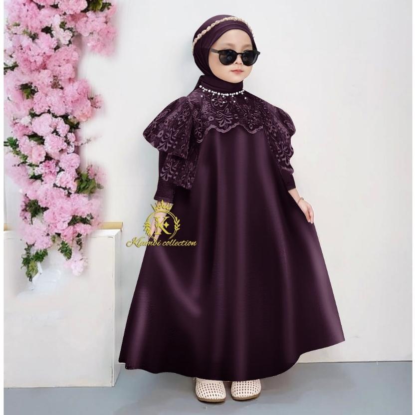 Kids Tania (2Tahun)(3-5Tahun)(6-8Tahun)(9-11Tahun) Gamis Brukat Anak Baju Muslim Anak Perempuan Gaun