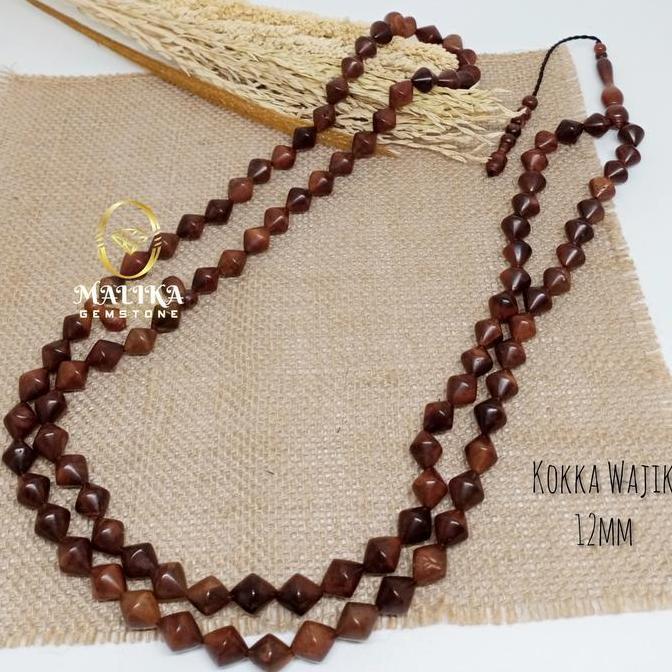 Grosir Tasbih Kayu Kaukah / Kaoka / Kokka Asli Model Wajik 99 Butir 12 Mm