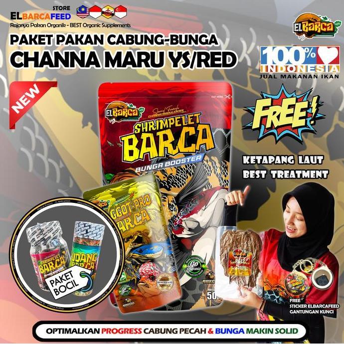 Blebeb- Paket Pakan Progress Bunga Channa MaruYs Red Pemecah Cabung & Bunga Solid Xtra Melanin Guani